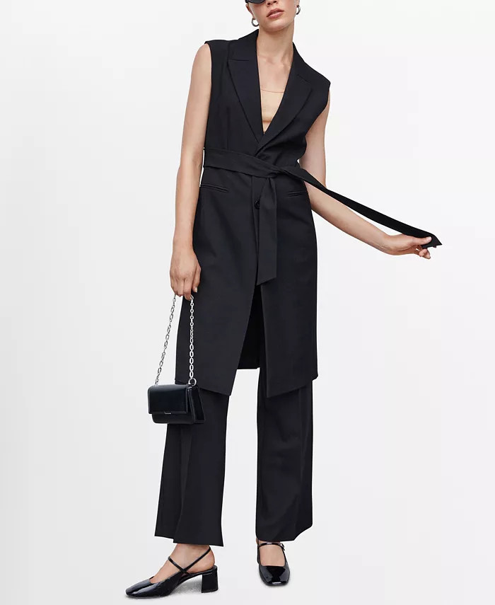 Women's Bow Detail Long Waistcoat | Macy's