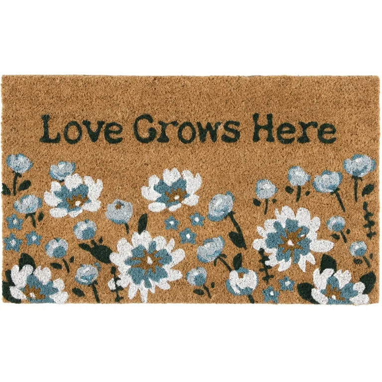 Home Decor Collection Blue Floral Loves Grows Here Outdoor Doormat, 18"x30" | Walmart (US)