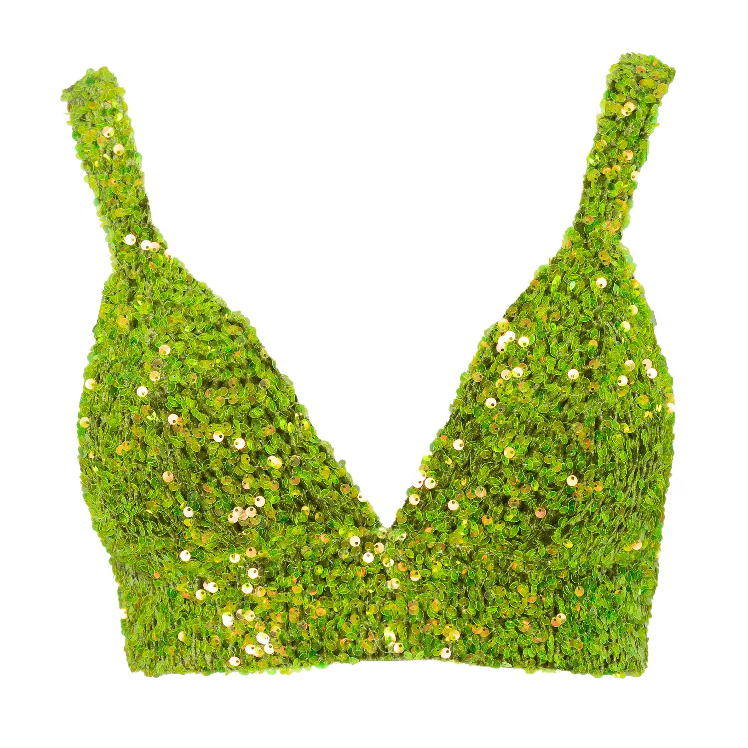 Liza Sequin Bra Top In Olivine Green | Wolf & Badger