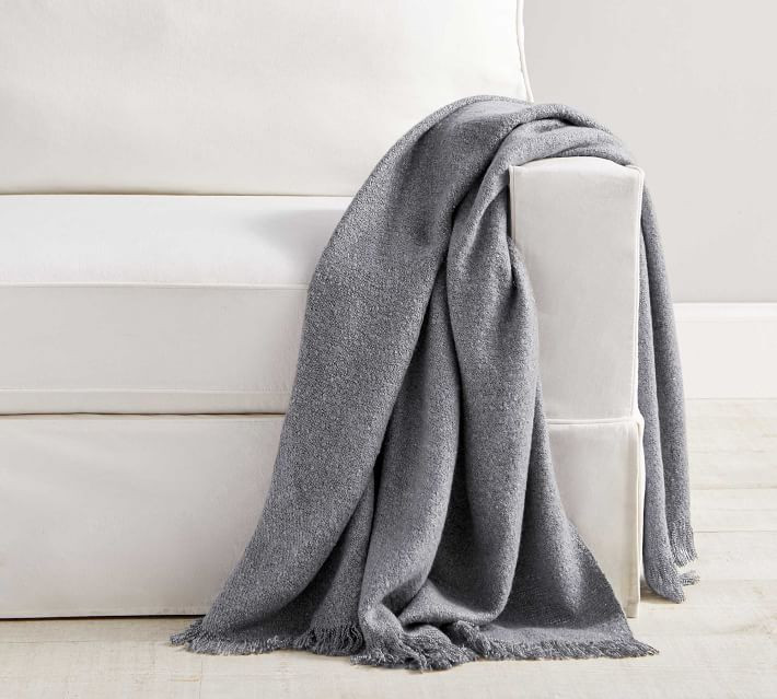 Heathered Boucle Fringe Throws | Pottery Barn (US)