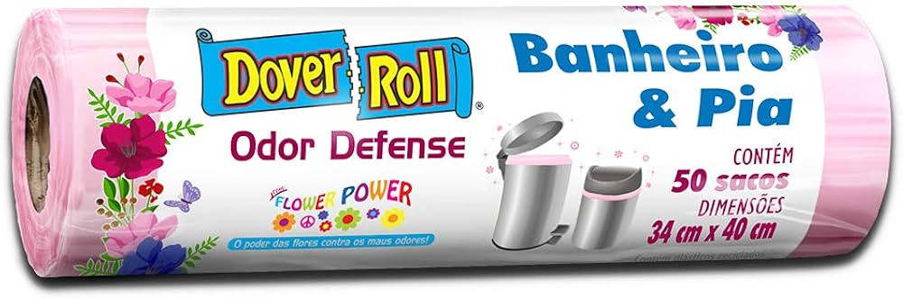Saco para lixo Dover-Roll Odor Defense, Banheiro & Pia, rosa, Flower Power, rolo com 50 sacos | Amazon (BR)