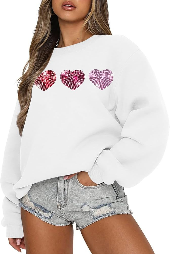 LUKYCILD Love Sweatshirt Women Valentine's Day Shirts Funny Graphic Long Sleeve Lightweight Shirt... | Amazon (US)
