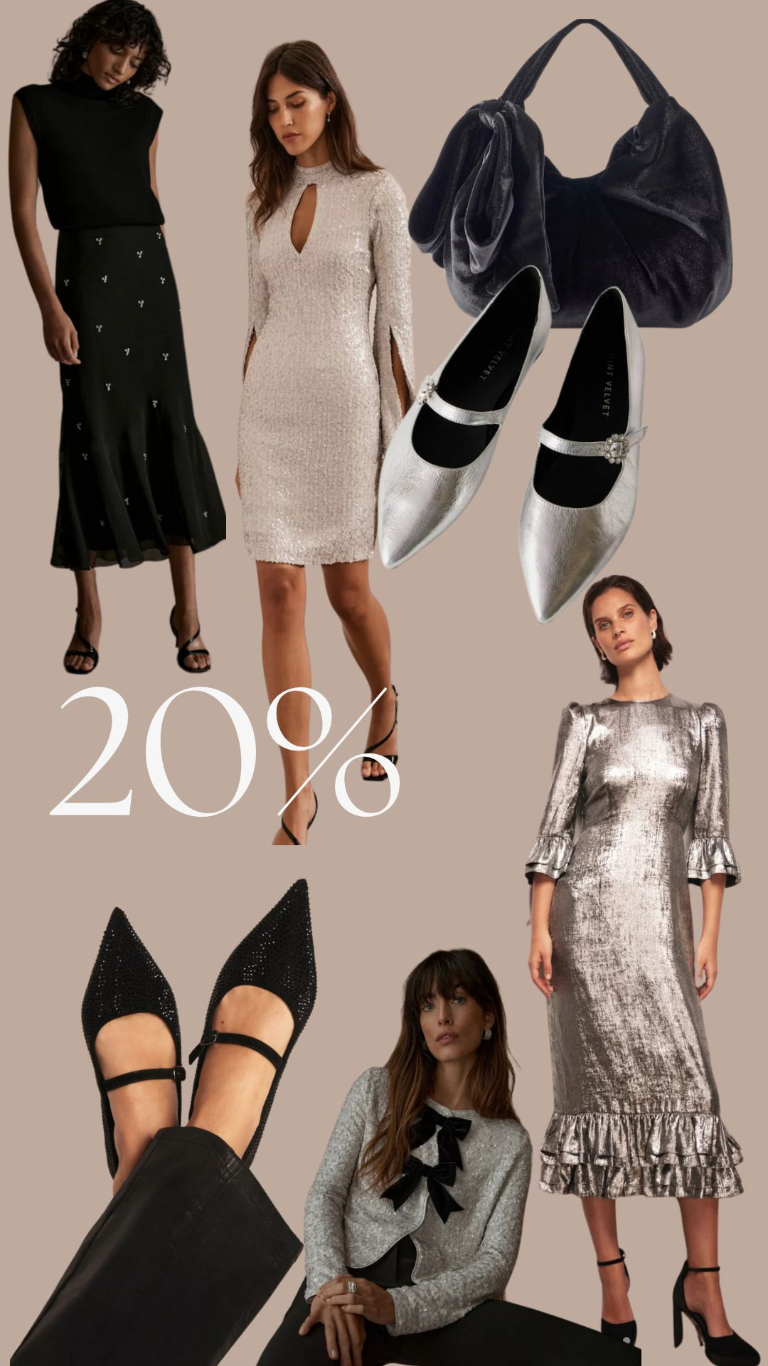 Mint Velvet 20% off with code BF20! Party outfits, sequins, festive outfit, Christmas party outfit, ballet flats, bow top, Christmas day outfit, party dress 

 #LTKCyberWeek #LTKuk #LTKpartywear