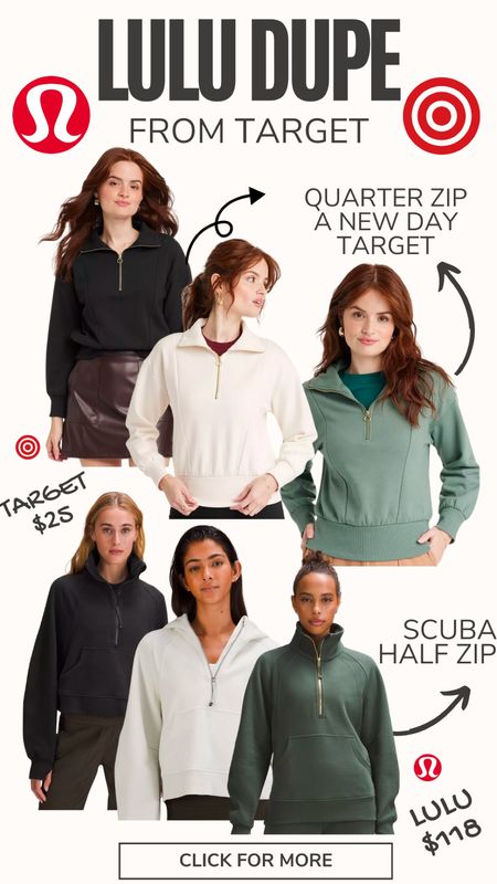 This is such a great half zip sweatshirt from Target. It’s the Quarter Zip from A New Day. It’s a great alternative for the $128 Scuba from Lululemon. 

#LTKSeasonal #LTKsalealert #LTKfindsunder50