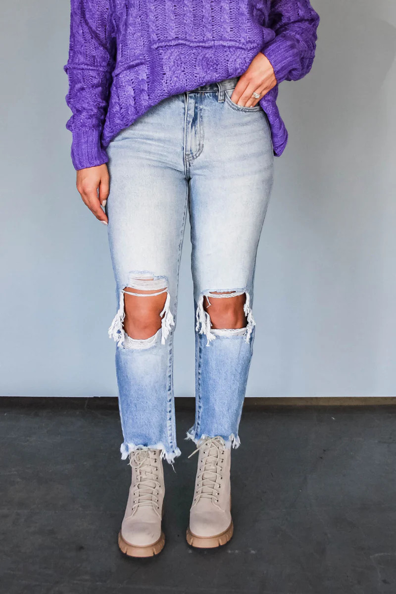 Found My Heart Light Wash Distressed Jean | Apricot Lane Boutique