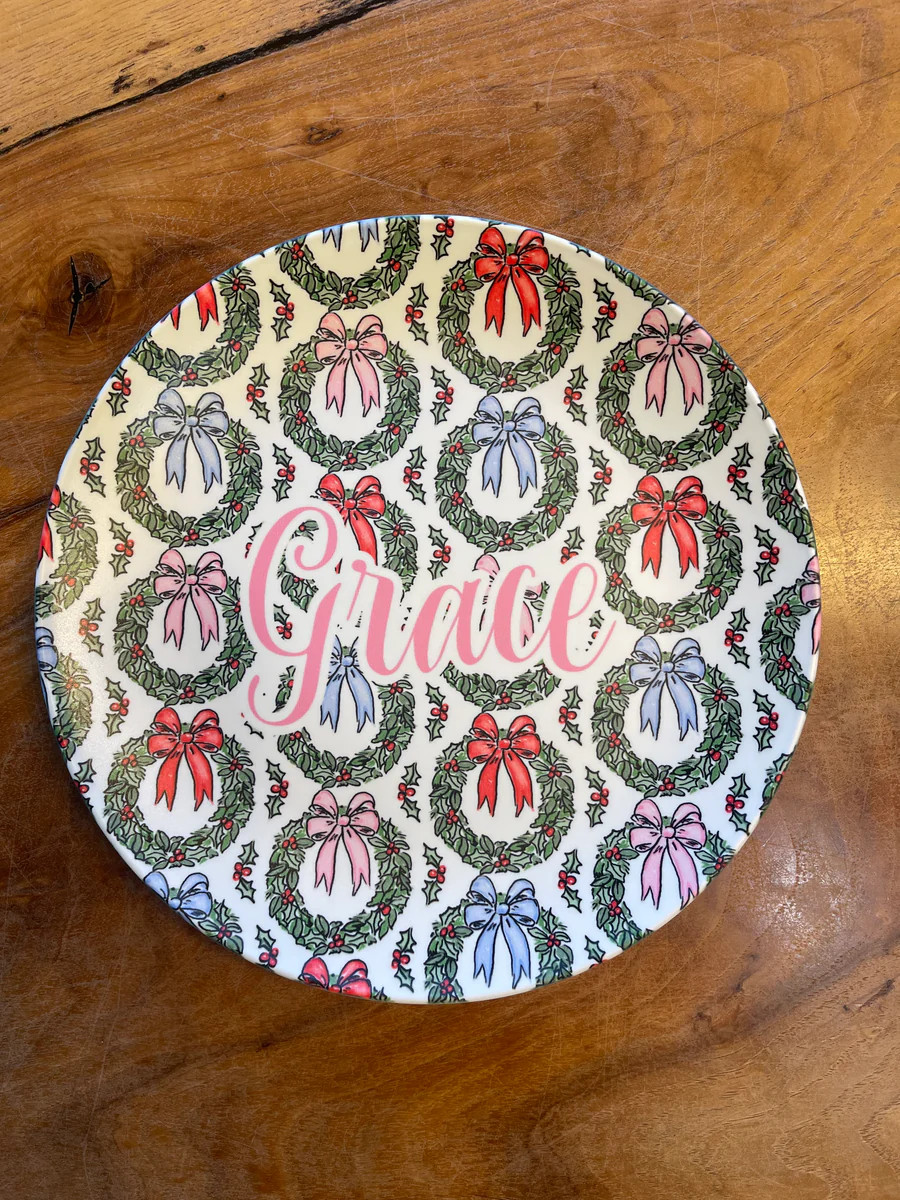 Holiday Wreaths Tableware (melamine free) | Lovely Little Things Boutique