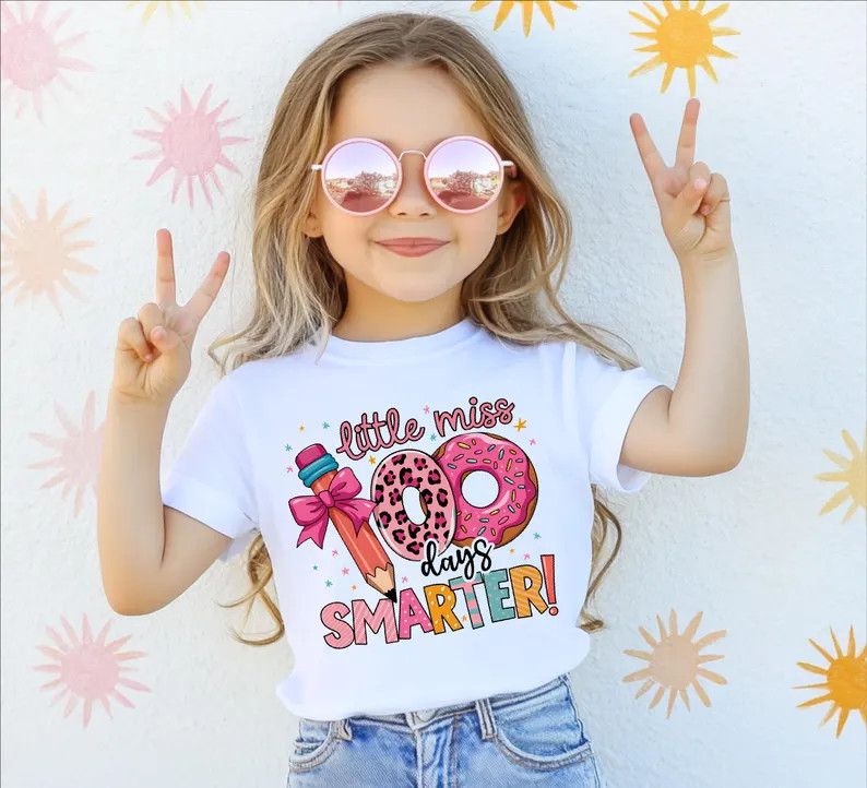 100 Days Smarter Shirt, 100 Days Celebration Sweater, Girls School T-shirt, 100 Days of School Sw... | Etsy (US)