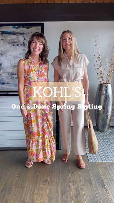 Hey guys! This is how we’re styling our @kohls finds for spring!🌸 Both the sundress and jumpsuit are one & done pieces that can take you to any spring daytime occasion, a night out, or even to work!💗
•
I love the style details of this on-trend jumpsuit!👏🏼 It can go from casual to dressy by switching to these cool platform sandals and adding a blazer for a chic, polished look!💫 Krista’s retro print sundress looks so cute with her flat wrap sandals for daytime and higher wedge sandals for a dressier outing. For a warmer layer, she added a cozy soft crochet cardigan!🥰 We found these cute spring looks for less by stacking our savings on Kohls.com! Use promo code FRIENDS20 + shop now through 4/30 and receive $10 Kohl’s Cash for every $50 you spend!🛍️🙌🏼

Music: Sweet
Musician: LiQWYD

Kohl’s, midi dress, wedding guest dress, workwear, floral dress, casual dress, vacation dress, business casual, summer dress, spring dress, budget friendly 

#LTKunder50 #LTKworkwear #LTKwedding