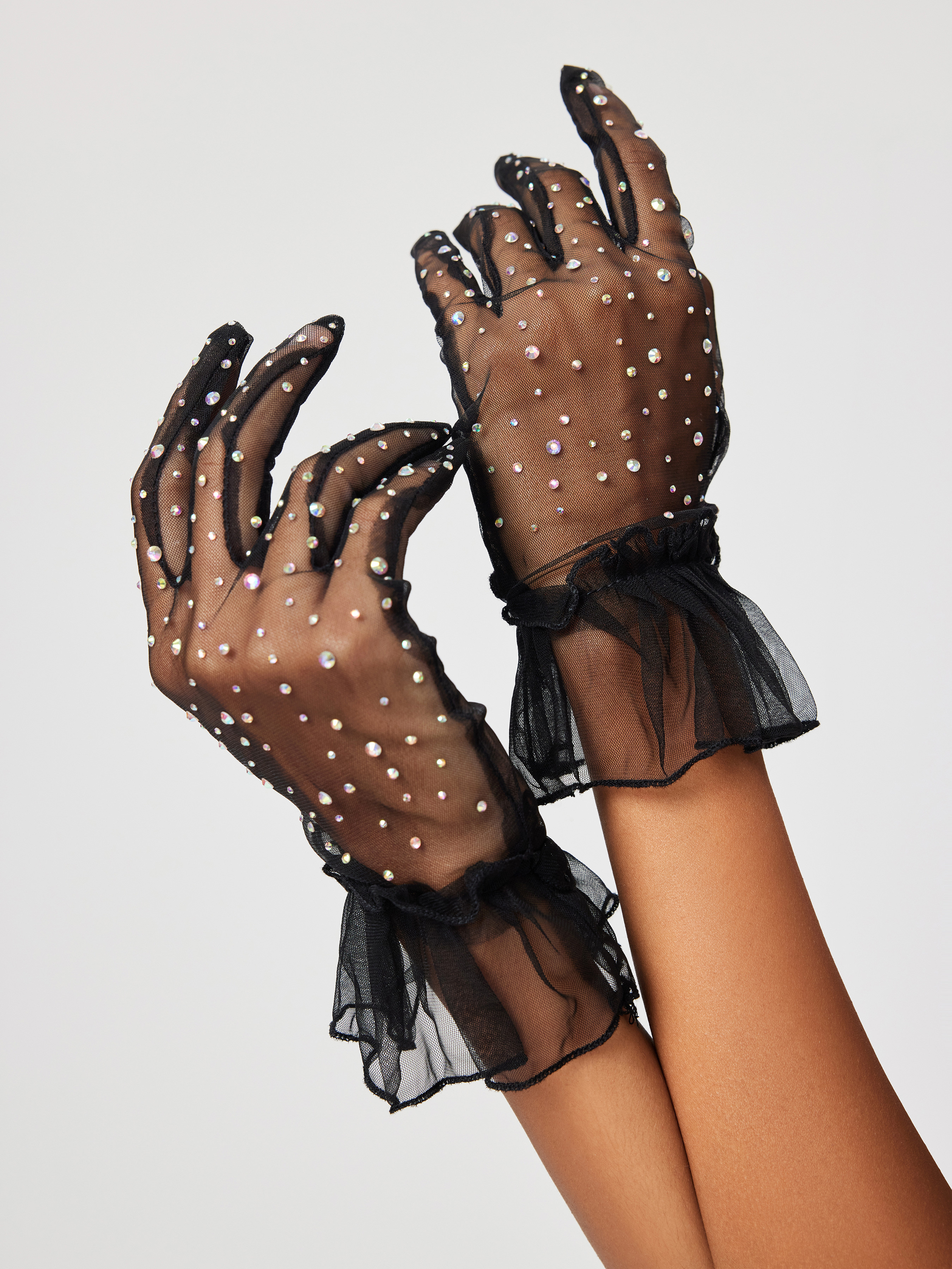 RHINESTONE TULLE GLOVES | Cider