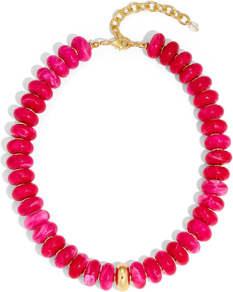 Beaded Necklace for Women Chunky Beaded Choker Necklace Boho Oval Bead Statement Necklaces Fashio... | Amazon (US)