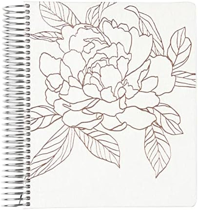 7" x 9" 12 Month Undated Spiral Bound Life Planner - Flora Peony Vegan Leather Cover + Mid Century C | Amazon (US)