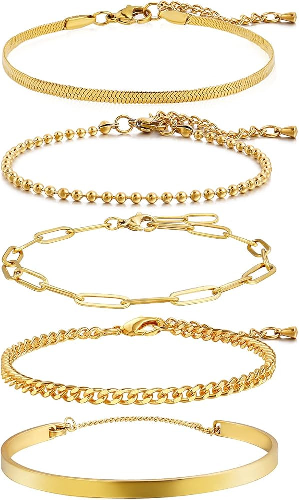 CONRAN KREMIX Gold Filled Bracelet For Women Girls 18K Real Gold Waterproof Non-Tarnish Bracelet ... | Amazon (US)