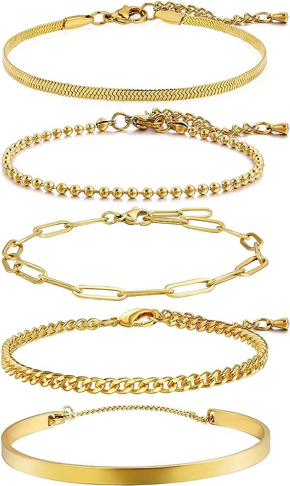 CONRAN KREMIX Gold Filled Bracelet For Women Girls 18K Real Gold Waterproof Non-Tarnish Bracelet ... | Amazon (US)