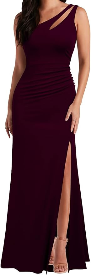 WOOSEA Women's One Shoulder Sleeveless Split Bodycon Mermaid Evening Cocktail Long Dress | Amazon (US)