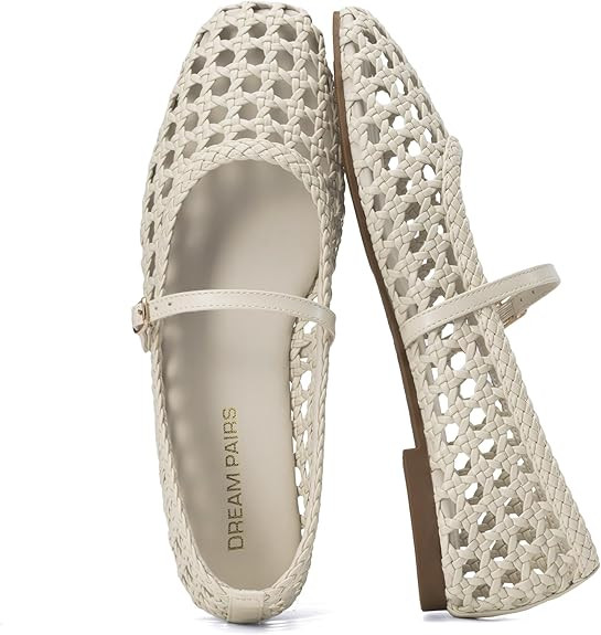 DREAM PAIRS Woven Ballet Mary Jane Flats for Women Dressy Comfortable Square Toe Ballerina Flats ... | Amazon (US)