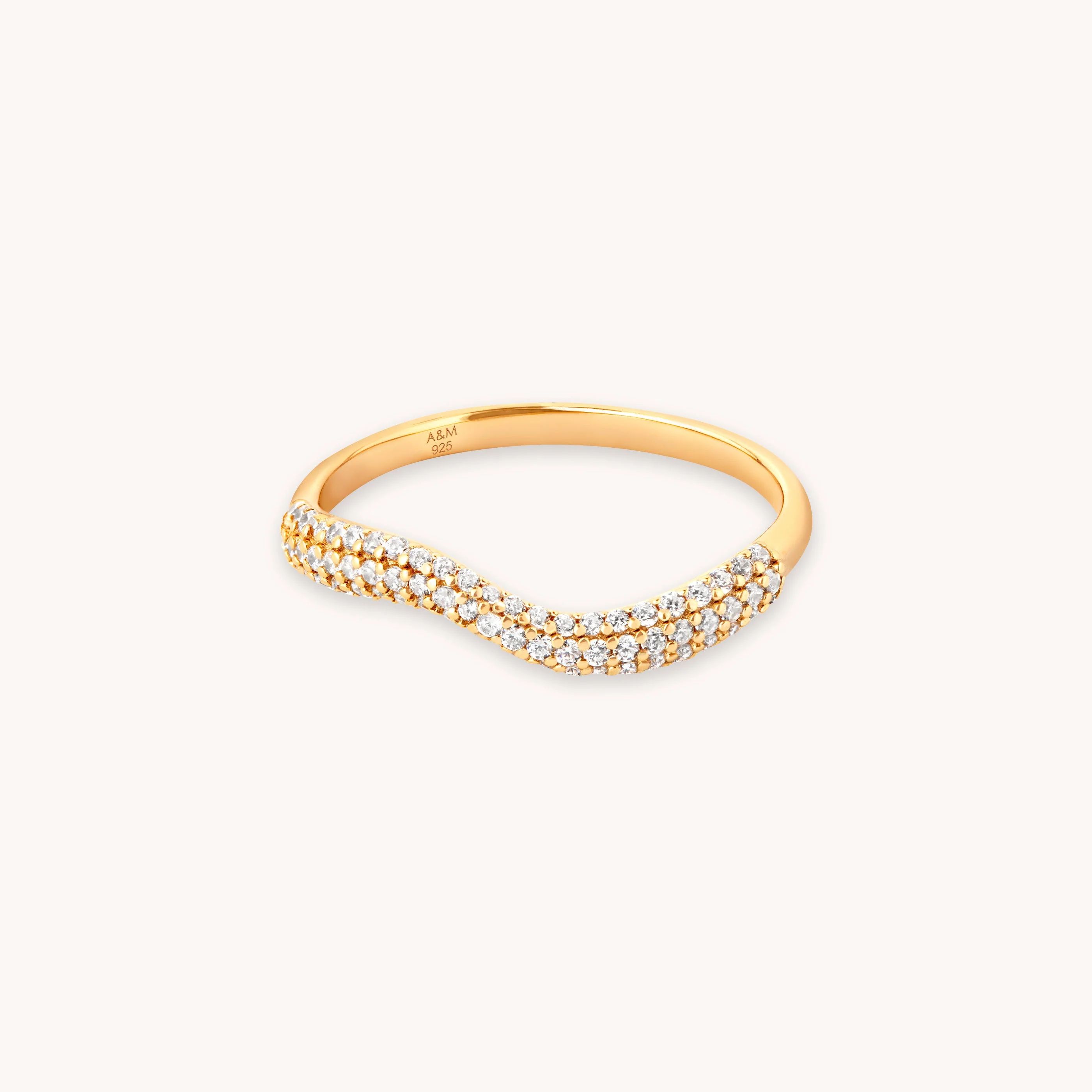 Wave Crystal Gold Ring | Astrid & Miyu Rings | Astrid and Miyu