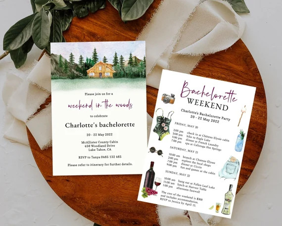 Camp Bachelorette Itinerary,  Cabin Bachelorette Party, Mountain Bachelorette Itinerary, Weekend ... | Etsy (US)