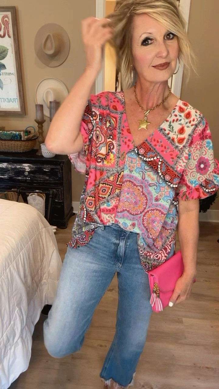Umgee Mixed Print Ruffle Sleeve Top curated on LTK