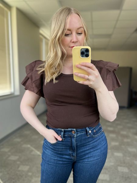 I’m also a sucker for a ruffle top. This one is a touch dark for me and would be more suited for #hocautumn  