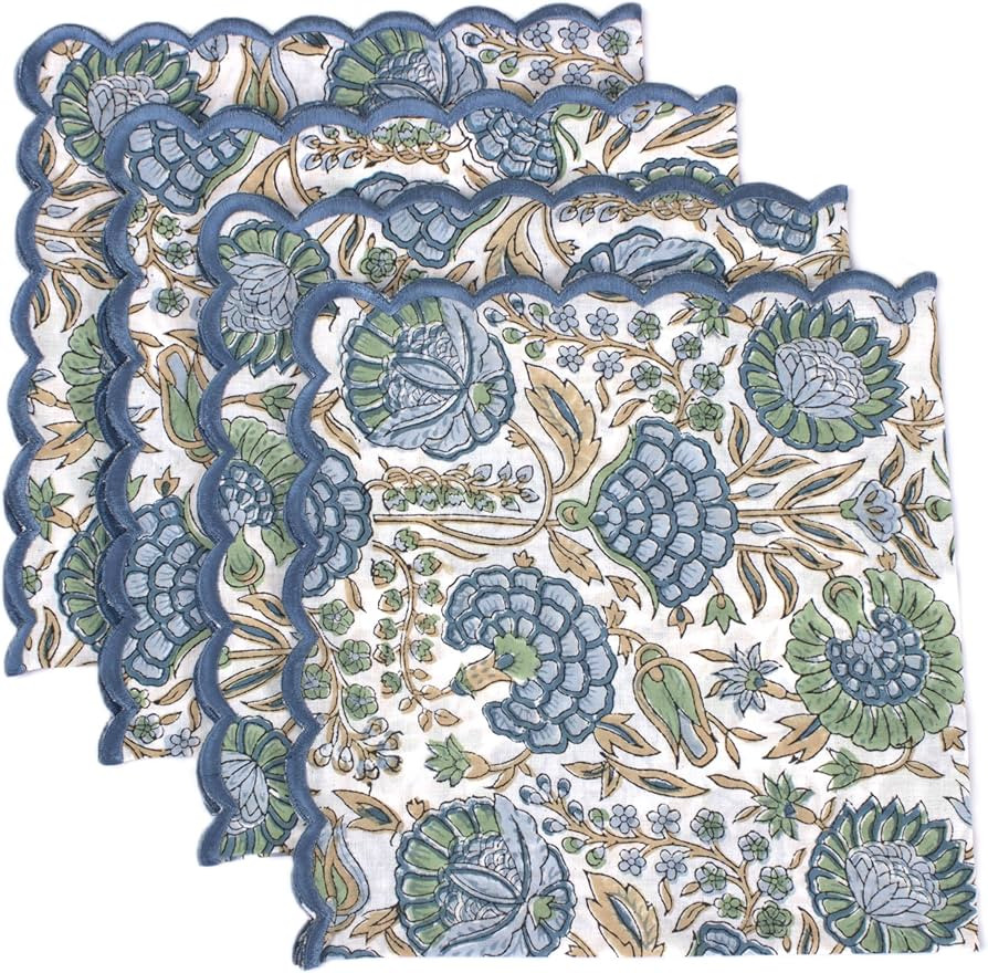 Ridhi Block Print Cloth Napkins 100% Pure Cotton Farmhouse Wedding Dinner Napkins for Easter Hall... | Amazon (US)