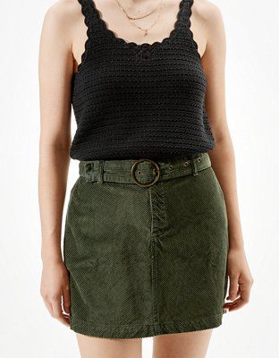 AE Corduroy Belted Mini Skirt | American Eagle Outfitters (US & CA)