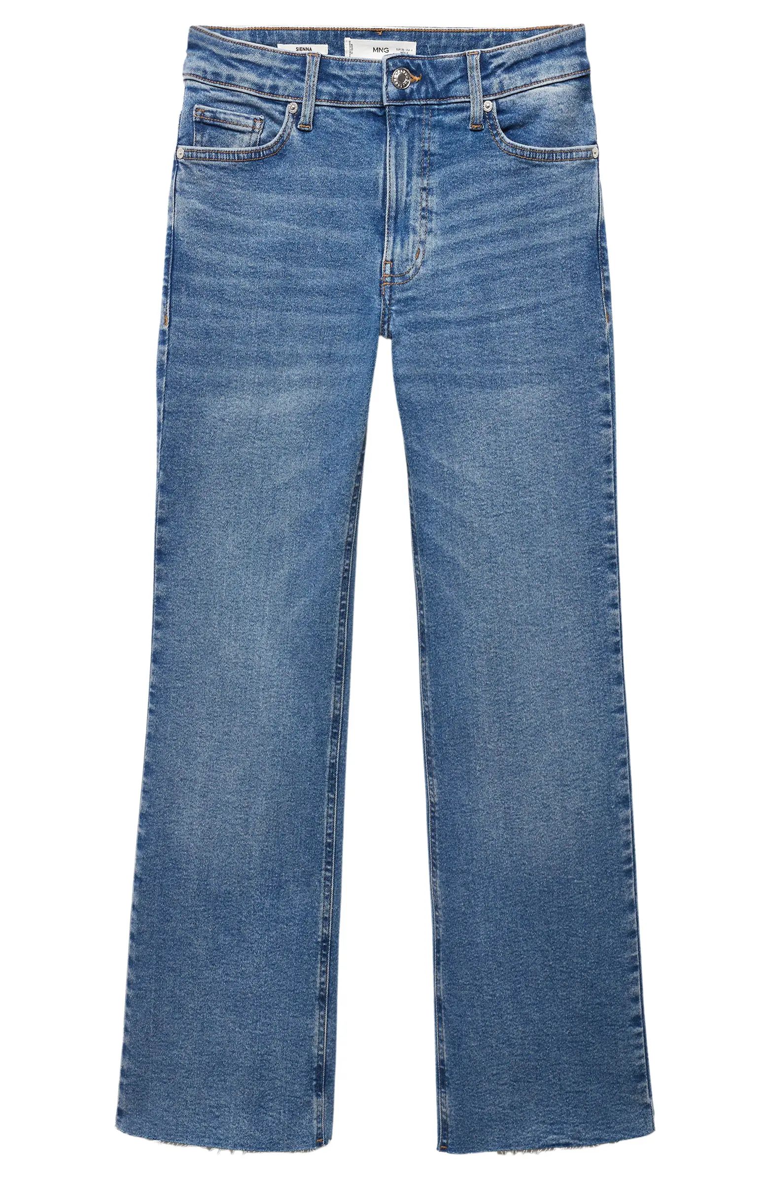 MANGO Raw Hem Crop Flare Jeans | Nordstrom | Nordstrom