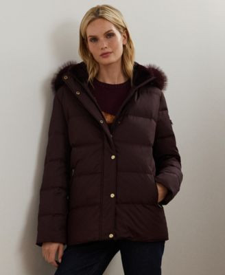 Women's Faux-Fur Hooded Puffer Coat | Macy's