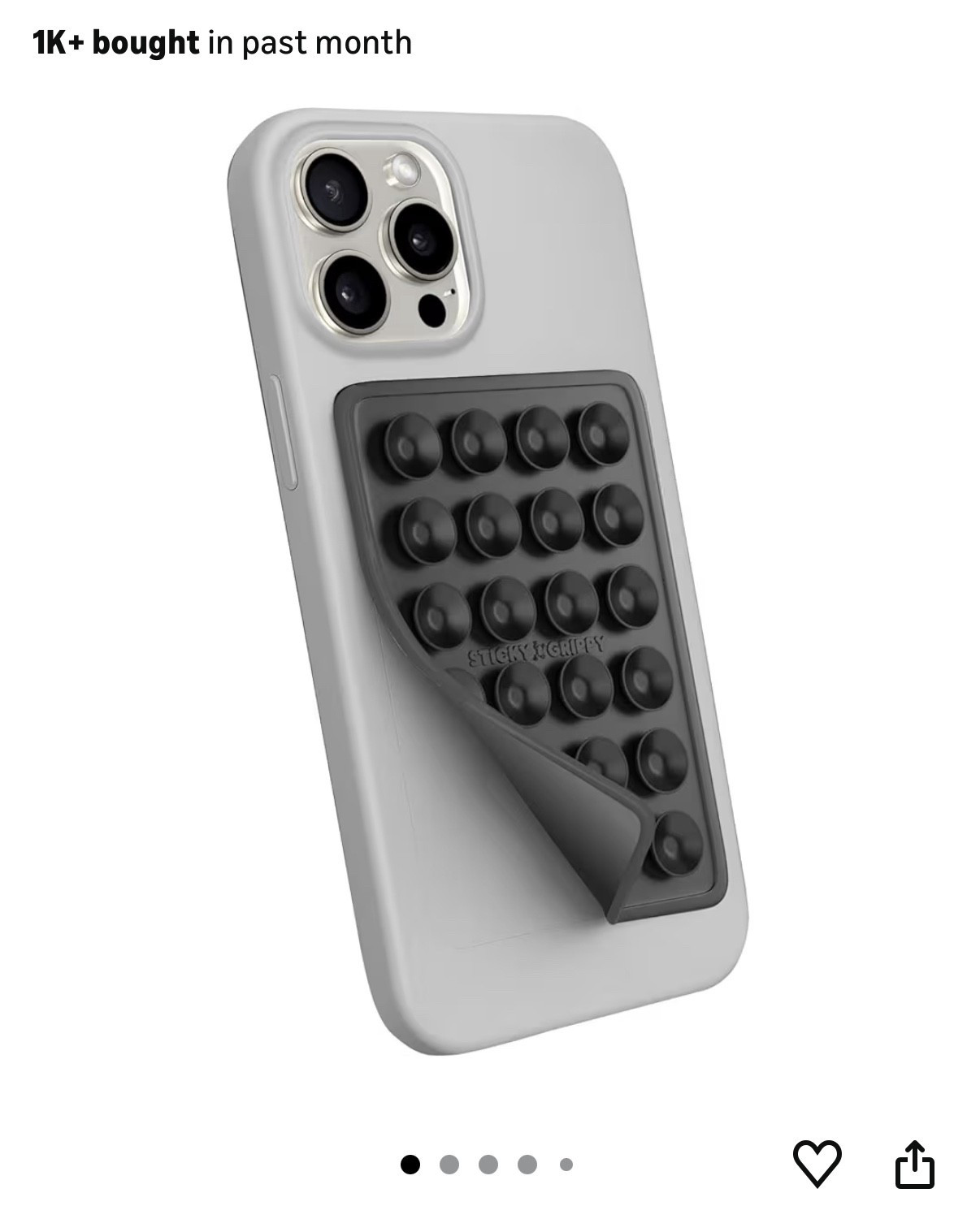 Suction Phone Case Mount, Sillicon Adhesive Phone Accessory for iPhone and Android, Hands-Free Fidget Toy Mirror Shower Phone Holder, Tiktok Videos and Selfies (Black)
