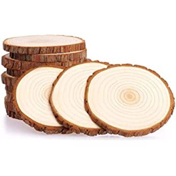 Artmag Natural Wood Slices 30pcs 2.4"-2.8" Unfinished Predrilled with Hole Round Wooden Circles DIY  | Amazon (CA)