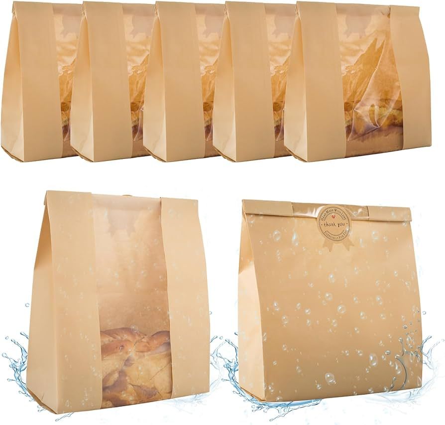50 Pcs Bread Bags for Homemade Bread With Window Sourdough Paper Bread Bags.(13.7x8.2x3.7 in), Pa... | Amazon (US)