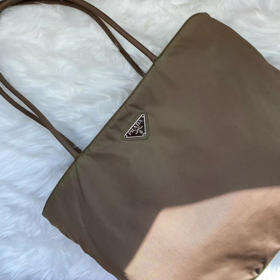 PRADA Olive Green Large Nylon Shoulder Bag Tote Bag | Etsy | Etsy (US)