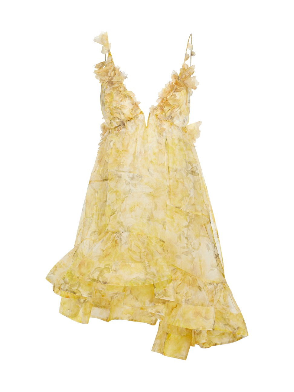 Women's Harmony Silk Peony Asymmetrical Dress - Yellow Peony - Size 10 | Saks Fifth Avenue
