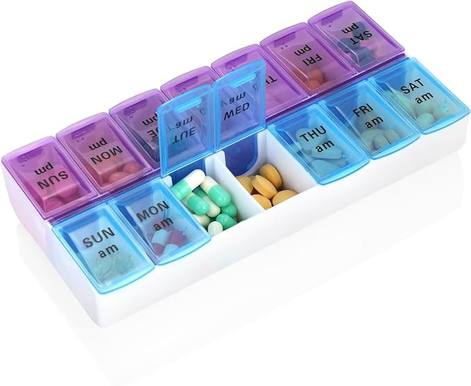 Weekly Pill Organizer 2 Times A Day 7 Day Pill Box Holder Large Daily Medicine Organizer Travel P... | Amazon (US)