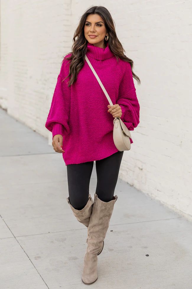 Haven't You Heard Fuchsia Turtleneck Sweater FINAL SALE | Pink Lily