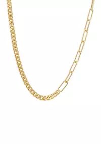 Belk Silverworks Gold Plated 16'' + 2'' Paperclip and Curb Chain Necklace | Belk