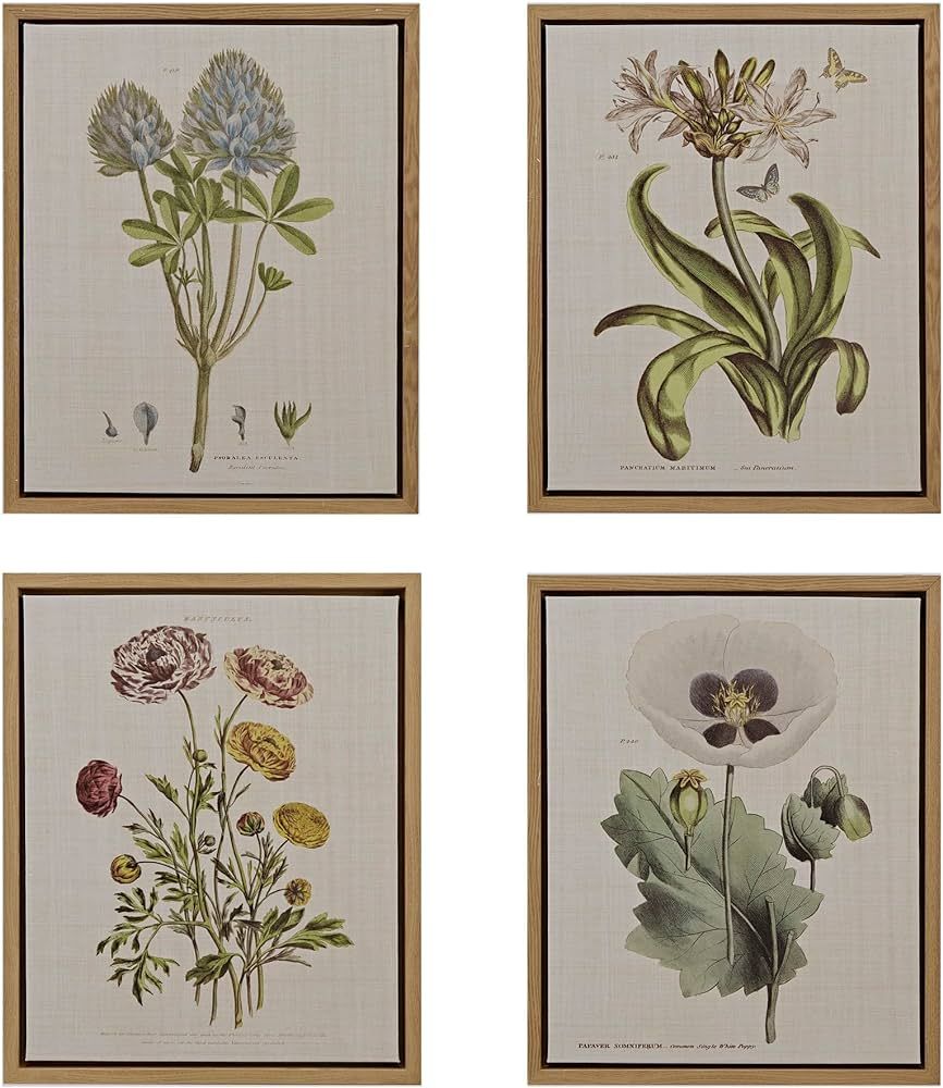 Martha Stewart Herbal Botany Wall Art Living Room Decor - Floral Linen Canvas, Farmhouse Lifestyl... | Amazon (US)