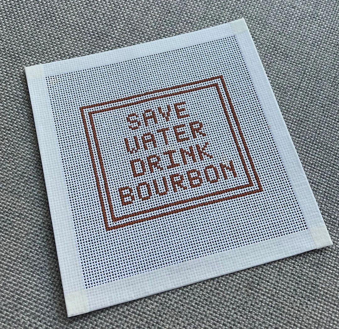 Save Water Drink Bourbon Needlepoint Canvas 13in Mesh Hand Painted 4.75 X 4 Inches - Etsy | Etsy (US)