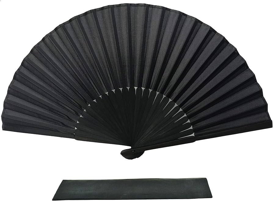 Rangebow FANSOF.FANS Folding Hand Fan, Black Silk Fabric Bamboo Ribs Hand Held Chinese Fan with a... | Amazon (US)