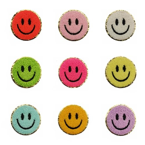 FUYFA Smiley Face Patch - Chenille Self Adhesive Patches for Costume Jackets, Jeans, Hats, and Backpacks – Express Your Unique Style with Our Embroidered | Amazon (US)
