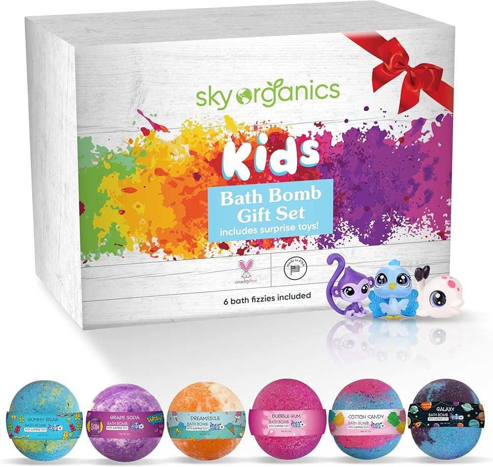 Sky Organics - Kids Bath Bomb Gift Set, 6 Pack - Bath Bombs with Surprise Kids Bath Toys Inside -... | Amazon (US)