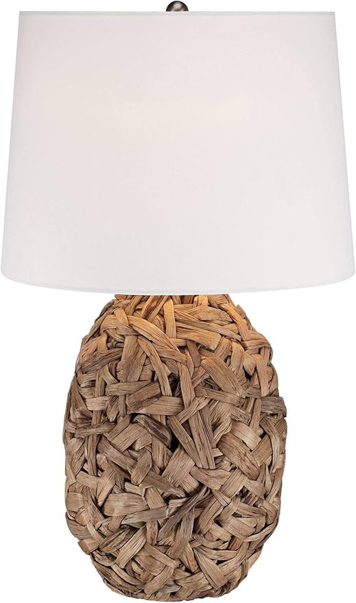 360 Lighting Nantucket Modern Coastal Nautical Table Lamp 26" High Natural Woven Seagrass White T... | Amazon (US)