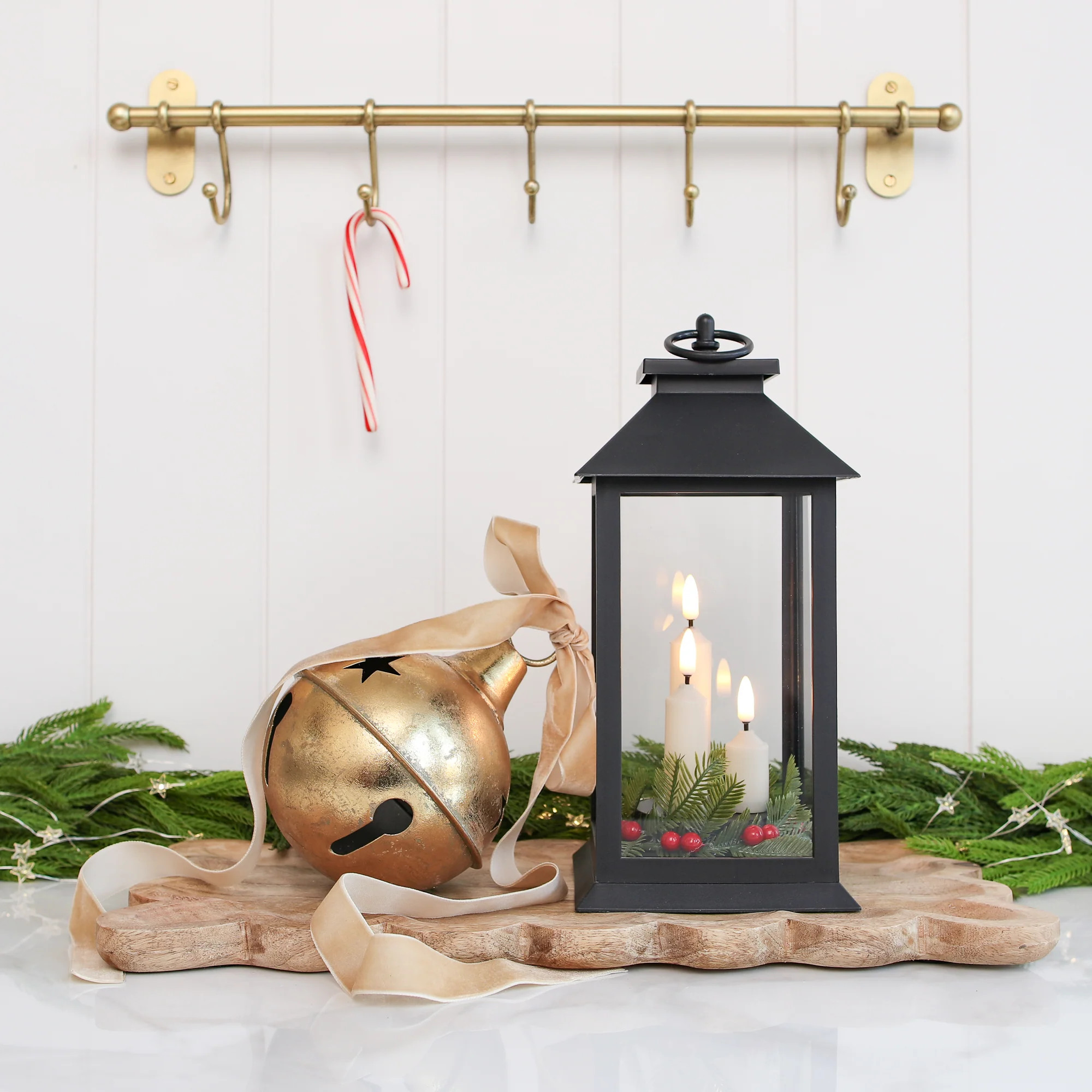 DOORBUSTER Black Lantern with Flameless Candles | Interior Delights