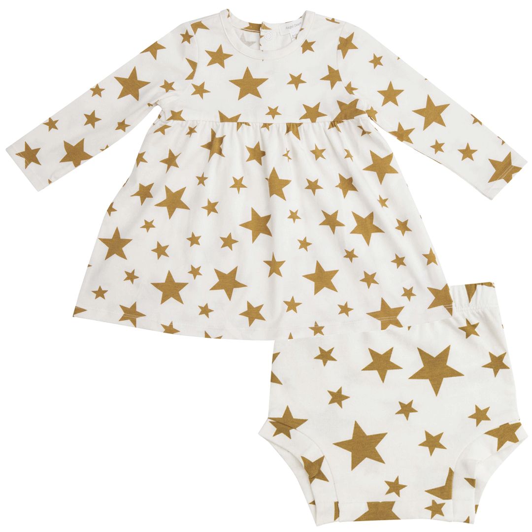 Organic Dress & Bloomer Set, Gold Star | SpearmintLOVE