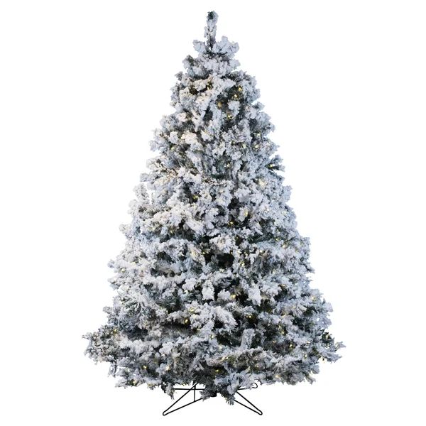 Flocked Alaskan 9' White Artificial Christmas Tree with 1200 Clear/White Lights | Wayfair North America