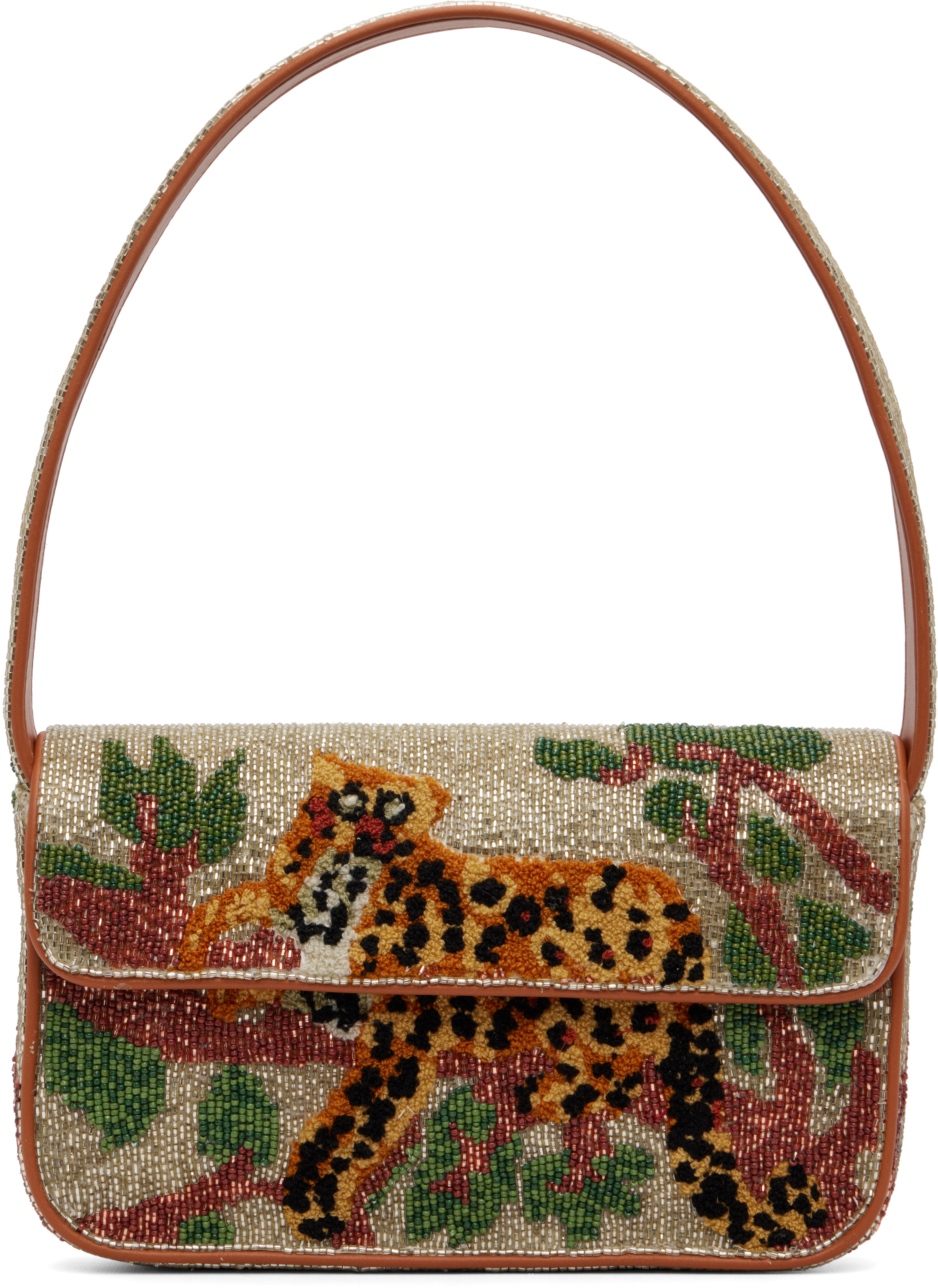 Staud Beige Tommy Beaded Bag | SSENSE