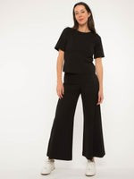 Black Ponte Knit Wide Leg Pant: Ankle Edit | Ripley Rader