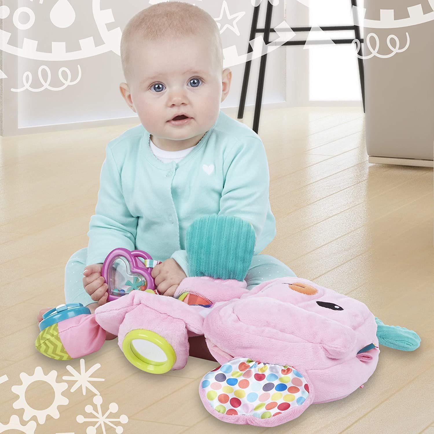Playskool Fold 'n Go Elephant Stuffed Animal Tummy Time Toy for Babies 3 Months and Up, Pink (Ama... | Amazon (US)