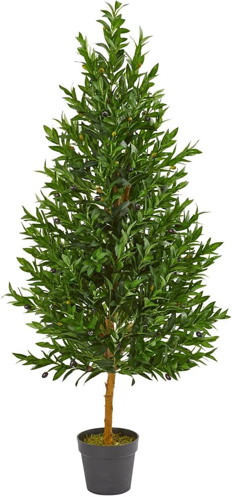 Baroque Bonanza 4.5Ft. Olive Cone Topiary Artificial Tree Pot, Uv Resistant (Indoor/Outdoor) Made... | Amazon (US)