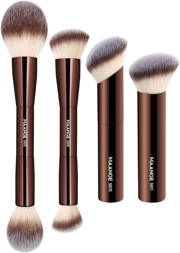 MAANGE 4 PCS Foundation Makeup Brush Set Double-ended Kabuki Contour Brush for Liquid Powder Conc... | Amazon (US)