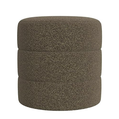HomePop Upholstered Round Ottoman (No Lid, Seat Only) | HomePop Home Décor | Round Pouf Foot Rest – Dark Brown Boucle | Amazon (US)